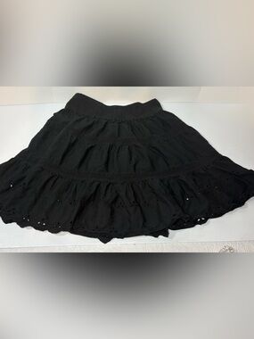 Black Tiered Eyelet Skirt - Women